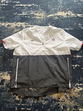 Nike White, Black and Red Ohio State Short-Sleeve Windbreaker